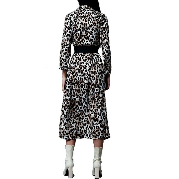 Maxi Φόρεμα πουκαμισα με leopard print q2