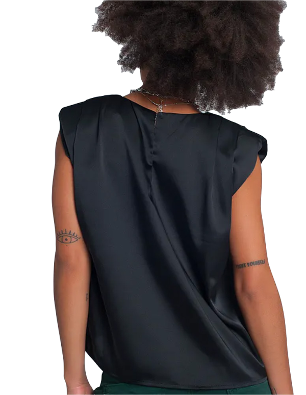 Σατέν μπλουζάκι αμάνικο μαύρο